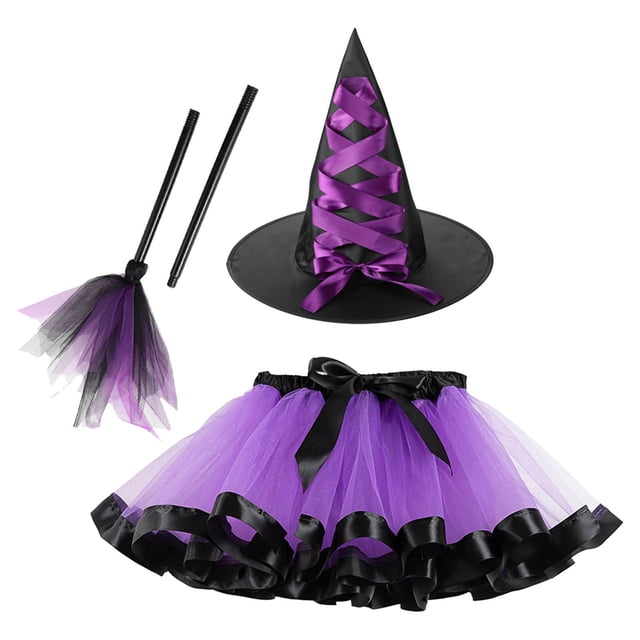 WEIYLL Toddler Girls Skirts Mesh Tutu Hat Prop Stick 3Pcs Set Performance Casual Dresses