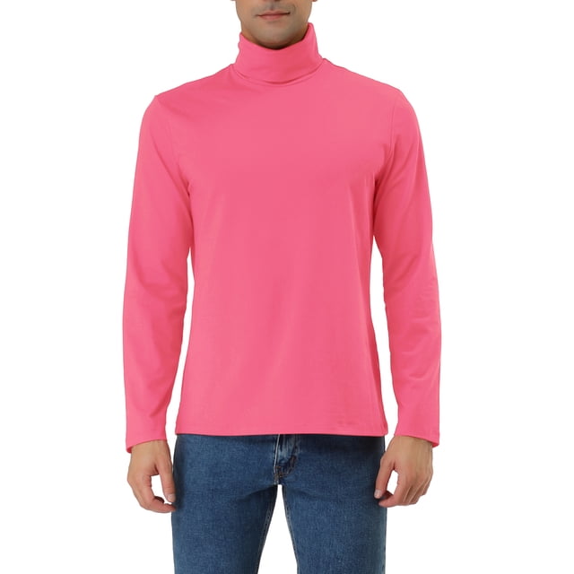 INSPIRE CHIC Chandails pour Hommes, Chandail à Col Roulé, Manches Longues, Extensible, Coupe Ajustée, Hauts 46 Fuchsia