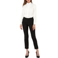 thumbnail image 2 of INSPIRE CHIC Women's Work Office Top Blouse Ruffle Neck Long Sleeve Ribbon Button Down Shirt, 2 of 6