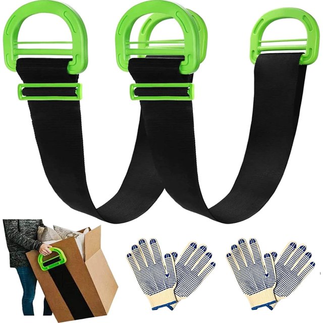 2-Pack Adjustable Lifting Moving Straps, Black Moving Straps for Furniture and Multifunctional Carrying Strap Belt with Durable Handles Support 600Lbs, for Furniture, Boxes