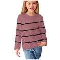 thumbnail image 1 of AherBiu T-Shirts à Manches Longues pour Tout-Petites Filles, Col Ras du Cou Décontracté, Rayés, T-Shirts pour Enfants Confortables d'Automne, Hauts pour Enfants, 1 of 6