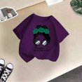 thumbnail image 5 of LUOGENLI T-Shirt pour Filles Enfant Filles Mignon Graphique Imprimé Col Rond Manche Courte Tee Été Décontracté T-Shirt Hauts Chemises en Jean pour Filles Denim Long Violet 9-10 Ans, 5 of 5