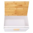 thumbnail image 1 of Wooden Bread Box, Large Capacity Modern Metal Bread Box For Kitchen Countertop, Heavy Duty Bread Storage Container With Bamboo Wood Cutting Board Lid, Food Storage Bin, 1 of 8