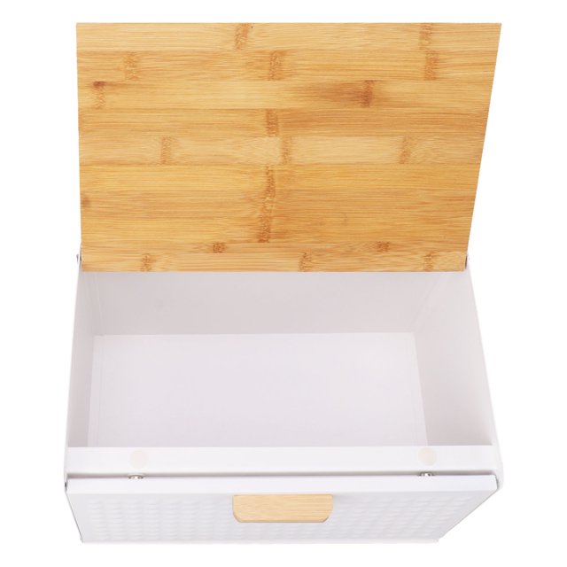 Wooden Bread Box, Large Capacity Modern Metal Bread Box For Kitchen Countertop, Heavy Duty Bread Storage Container With Bamboo Wood Cutting Board Lid, Food Storage Bin