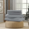thumbnail image 1 of Color sense Ensemble de Draps 4 Pcs en Percale Mélange de Coton Brossé Gris Pâle Frais et Net, 1 of 4