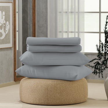 Color sense Full Light Gray Brushed Cool & Crisp Cotton Blend Percale 4-Piece Bedsheet Set