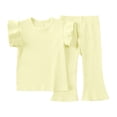 thumbnail image 1 of Birdeem Mode Filles Décontracté T-Shirts à Manches Courtes Col Rond Bouton Uni Ensembles de Pantalons Longs, 1 of 10