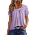 thumbnail image 2 of asjyhkr T-Shirts d'Été pour Femmes Col Rond Manches Courtes Légers T-Shirts Décontractés Mode Confortables Basiques, 2 of 6