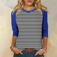 thumbnail image 1 of Mefallenssiah Blouses pour Femmes Décontractées Mode Féminine T-Shirt Imprimé Manches 3/4 Blouse Col Rond Hauts Décontractés, 1 of 1