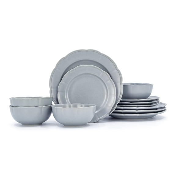 Beautiful Scallop 12pc Dinnerware Set Blue