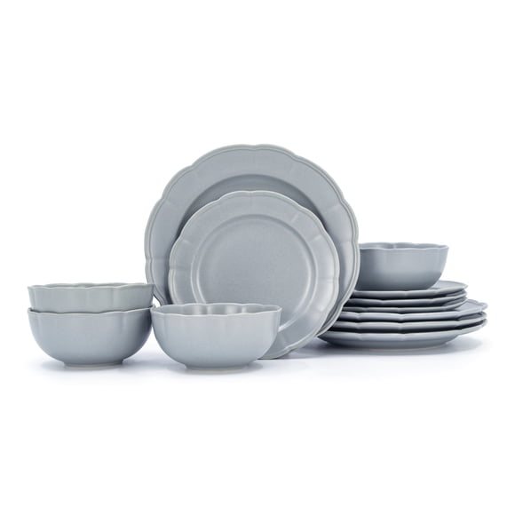 BU Scallop 12pc Dinnerware set Blue