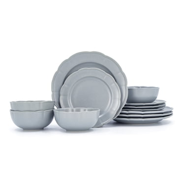 Beautiful Scallop 12pc Dinnerware Set Blue
