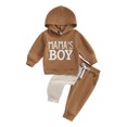 thumbnail image 1 of Fortune Baby Boys Fall Winter Outfits 2 Piece Set Letters Hoodie Color Block Jogger Pants, 1 of 9