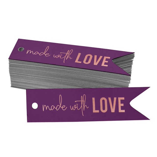 Inkdotpot Pack Of 50 Real Rose Gold Foil Paper Tag Made With Love Text Favor Hang Tag