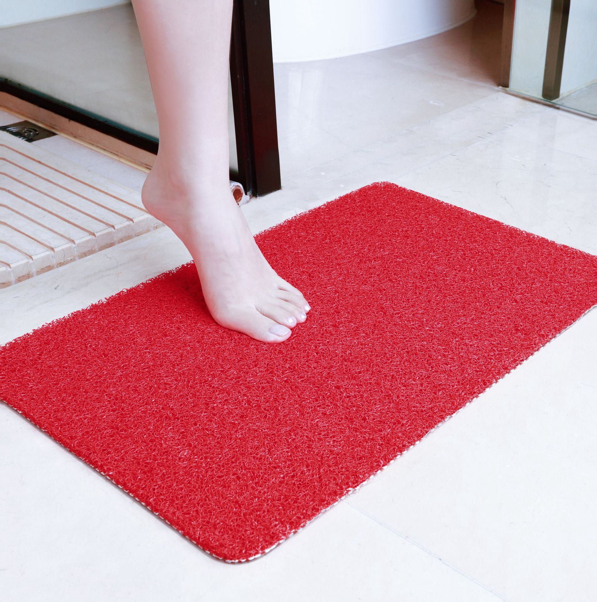 XmhyTop Bathroom Rug Mat, Non-Slip Plush Shaggy Bath Carpet, Tub and Shower,Red 01,16*24inch
