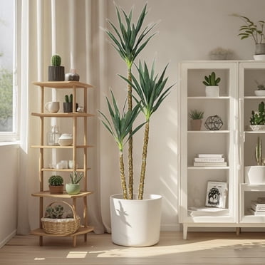 BeesClover Artificial Tree, 6Ft Faux Agave Plant with 3 Trunks, Tall Faux Plant in Pot with Lifelike Leaves and Bark, Garden Artificial Tree for Home Office Decor Indoor Outdoor Agave 160CM 3 Trunks