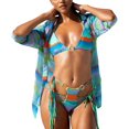 thumbnail image 1 of Maillots de Bain Trois Pièces pour Femmes, Bikini Triangle à Dos Nu Imprimé avec Paréo, 1 of 7