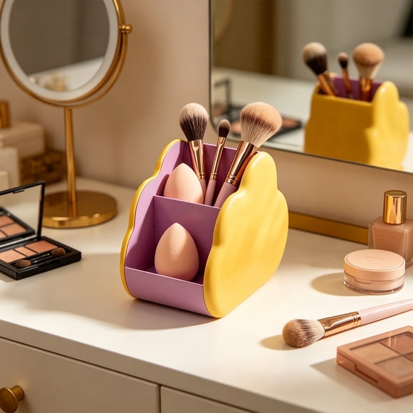 Werulen Organisateur de Bureau à Compartiments Multiples en Forme de Nuage, Porte-Papeterie de Bureau pour Cosmétiques, Caddy de Rangement pour Stylos de Bureau, Petite Boîte à Accessoires pour la Maison, Étui de Rangement de Bureau Mignon