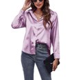 thumbnail image 1 of Innerwin Hauts Col à Revers Chemises pour Femmes Travail Boutonné Blouse à Simple Boutonnage Violet G, 1 of 3