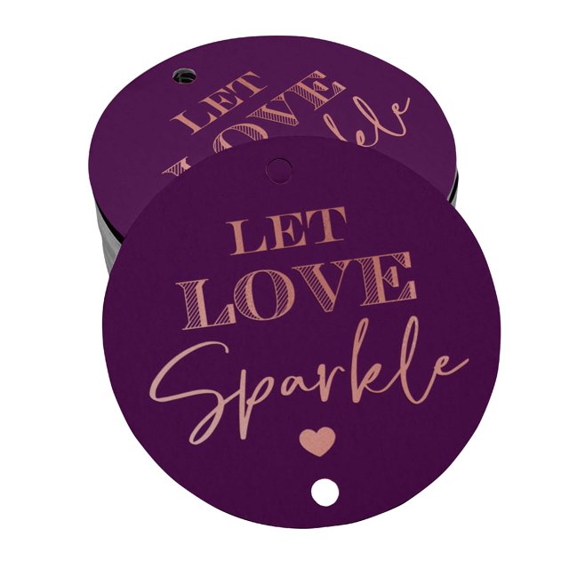 Inkdotpot Rose Gold Foil Paper Hang Tags Let Love Sparkle Wedding Favor Tags 100 Pieces