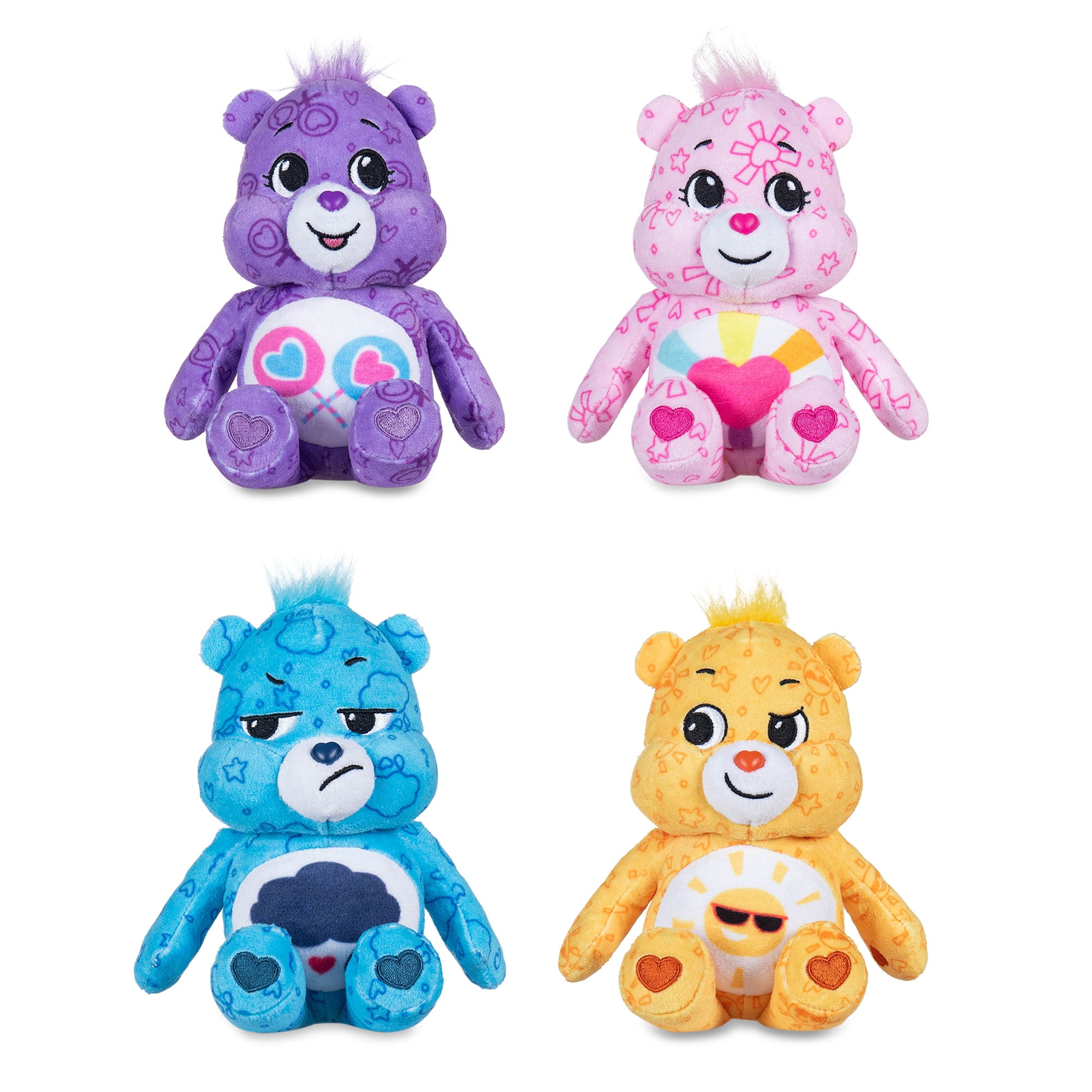 Lot de 4 peluches Care Bears de taille amusante