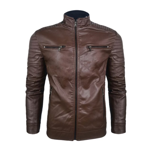 kurtrusly Stand Out In Style With Cool Men S Motorcycle Jacket Stylish And Warm Faux Leather Motorcycle Jacket coffee XL
