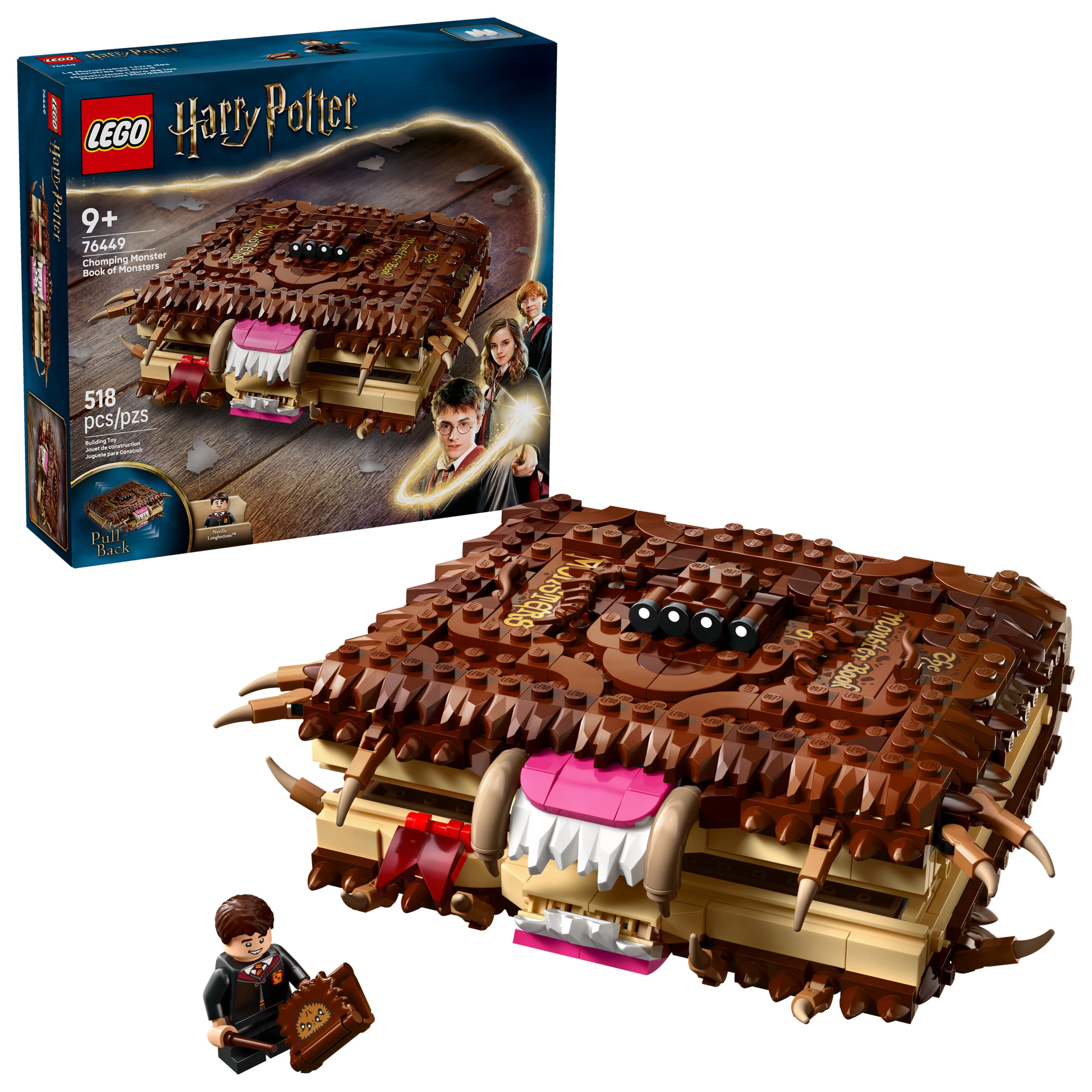 LEGO Harry Potter Chomping Monster Book of Monsters Kid Toy - Pretend Play Set for Boys and Girls, Ages 9+ - Collectible Neville Longbottom Minifigure - Gift Idea for Birthdays and Book Lovers - 76449
