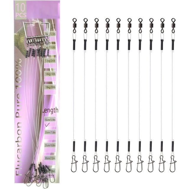Splihome Fluorcarbon Fishing Leaders Line 7-18Kg with Roll Swivel Pressure Test Fastlock 14KG 30CM