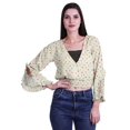 thumbnail image 1 of Moomaya Printed Womens Crop Top Wrap Style Top Wear Ruffle Long Sleeve Casual Summer Blouse, 1 of 5