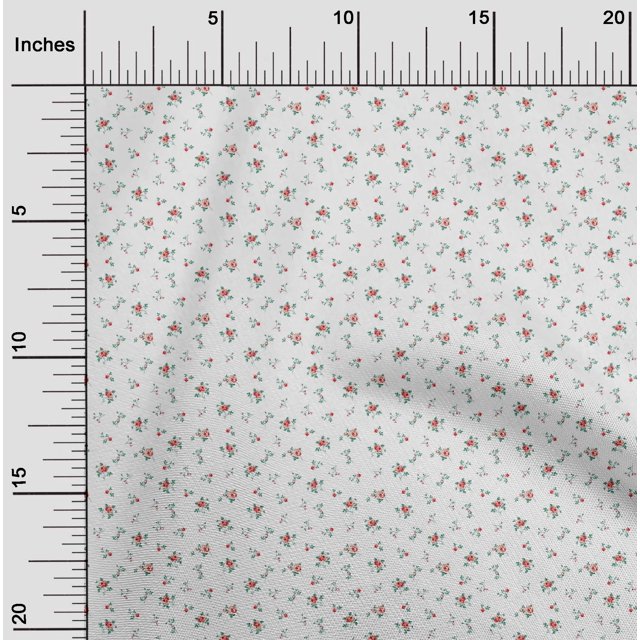 oneOone Polyester Lycra Fabric Leaves & Rose Flower Print Fabric by The Yard 56 Inch Wide