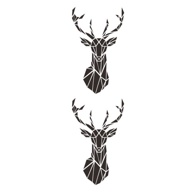 Decodeary Personalized Home Style With 3D Mirror Deer Wall Stickers Acrylic 3D Deer Head Mirror Wall Sticker Multifunctional black XL 2Set