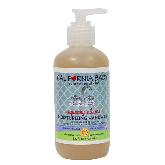 California Baby Squeaky Clean Moisturizing Hand Wash (6.5 ounces) | 100% plant-based | Gentle Cleanser with Pure Essential Oils | Natural Tea Tree and Lemon Fresh Scent | Skin Soft Calendu
