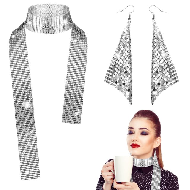 maskred Accessoires Stylés pour Robe de Soirée Unisexe pour Femmes Rayonne Charmant Argent Ensemble de 2
