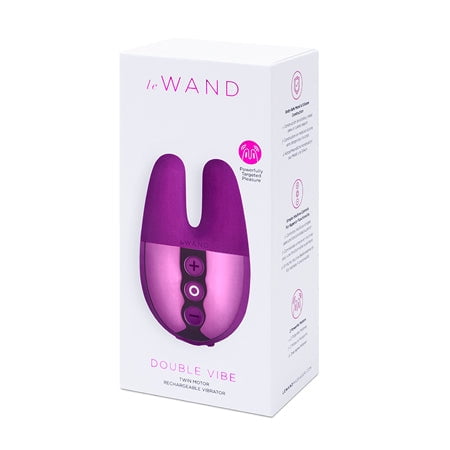 Le Wand Chrome Double Vibe Mini Vibromasseur en Silicone Rechargeable Cerise Foncée