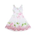 thumbnail image 1 of Robe Fille Rose Pomme Verte Imprimé Feuille Satin Nœud Papillon 2 Ans, 1 of 4