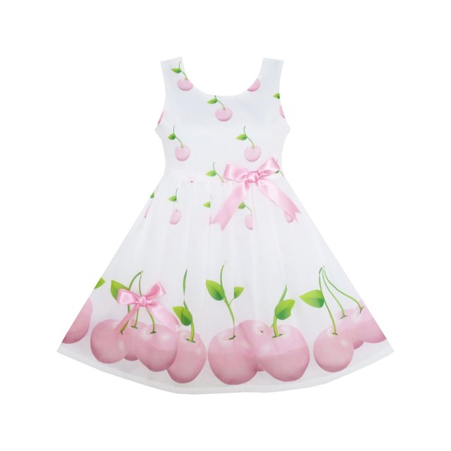 Robe Fille Rose Pomme Verte Imprimé Feuille Satin Nœud Papillon 2 Ans