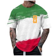 LUOGENLI Male T-shirts for Mens Italian Sports Print Tee for Men Casual Round Neck European Soccer T Shirt Mens T-shirts Graphic Tees Easter Mens T-shirts Graphic Tees xxl Tall Summer Clothes Orange M