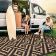 thumbnail image 5 of DEORAB Tapis d'Extérieur Réversible 9 X 12 Pi pour Patio, Liquidation Tapis Extérieur en Plastique Imperméable, Tapis de Sol Pliable pour Patio, Camping, VR, Terrasse, Véranda, Balcon, Cour Arrière, Noir et Brun, 5 of 5