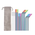 thumbnail image 1 of XZNGL Stainless Steel Straws with Silicone Tips Straw Set of 16 Reusable Stainless Steel Straws with Travel Case Cleaning Brush Silicone Tips Friendly Extra Long Straws, 1 of 1