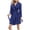 Blue, variant on HongQid Womens Robe Lightweight Short Polyester Cotton Bathrobe Soft Ladies Sleepwear with Pockets and Belt
