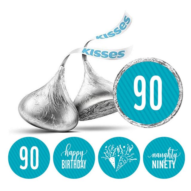 Darling Souvenir 190 Pcs Naughty Ninety Birthday Theme Stickers chocolate Labels-Turquoise Blue
