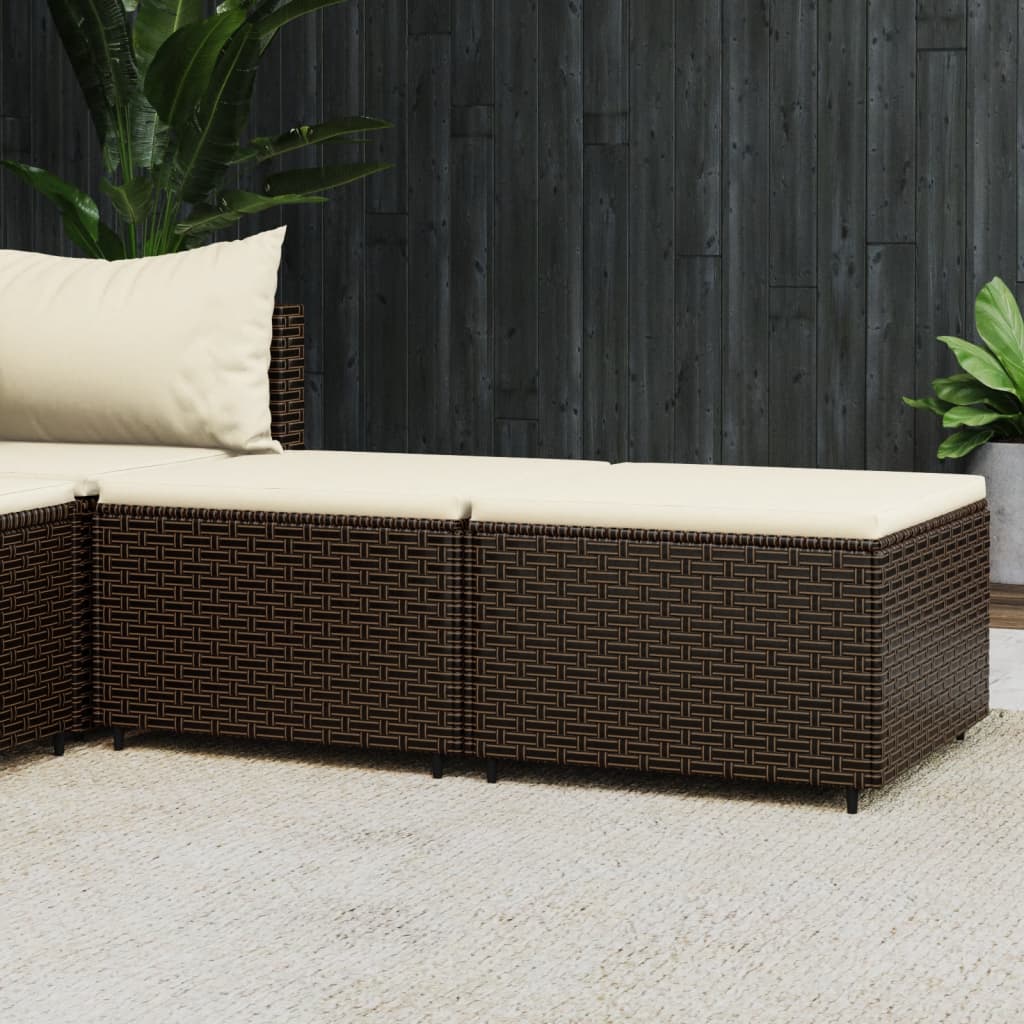 vidaXL Repose-Pieds de Jardin avec Coussins 2 Pcs Brun Rotin Poly