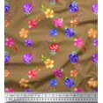 thumbnail image 1 of Soimoi Poly Georgette Tissu Point, Feuilles & Pervenche Floral Tissu Imprimé 1 Yard 52 Inch Wide, 1 of 3