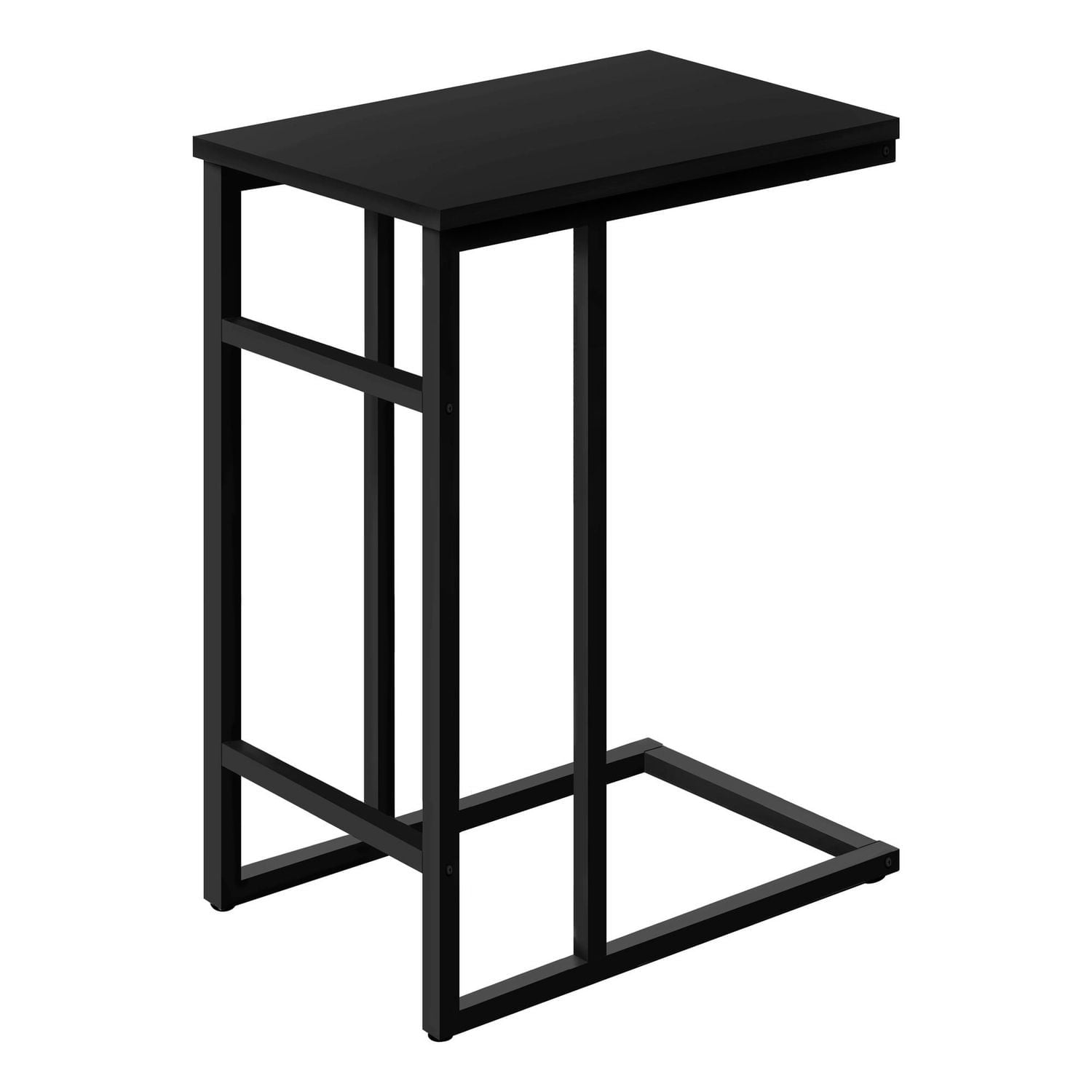 Monarch Specialties Table D'appoint, En Forme De C, Bout, Côté, Collation, Salon, Chambre À Coucher, Métal, Stratifié, Noir, Contemporain, Moderne