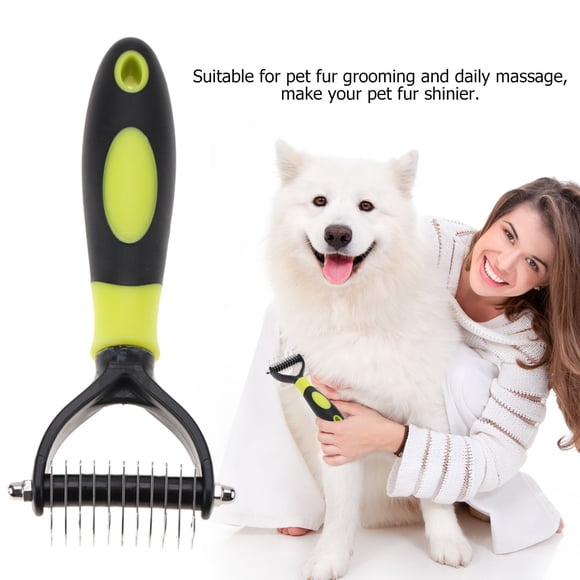 Deshedding Dog Brush, Dog Brush for Shedding Dog Rake Cat Brush Double Sided Undercoat Rake Comb for Detangling, Deshedding Pet Grooming Brush for Small, Medium Dogs and Cats
