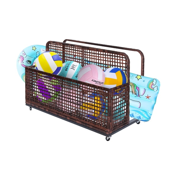 EDTara Rangement Extérieur pour Piscine, Osier en Rotin Pe à une Seule Couche, Résistant à l'Usure et à la Décoloration avec Roues Flexibles