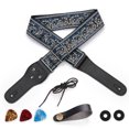 thumbnail image 1 of Embroidery Guitar Strap Soft Adjustable Guitar Shoulder Strap Bass Electric Guitar Strap With Buckle, 1 of 5