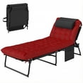 thumbnail image 1 of Outsunny Chaise Longue Pliante avec Coussin, Chaise de Bronzage Inclinable, Rouge Vin, 1 of 10