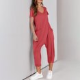 thumbnail image 4 of Yuyuzo Jumpsuits for Women Short Sleeve V Neck Rompers Wide Leg Cropped Pants Overalls with Pockets, 4 of 7