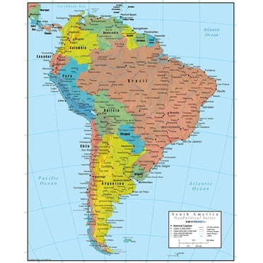 Swiftmaps South America Wall Map GeoPolitical Edition (36x44 Laminated)